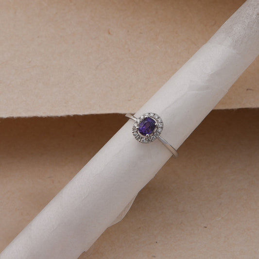 No Heat Purple Sapphire Diamond Ring