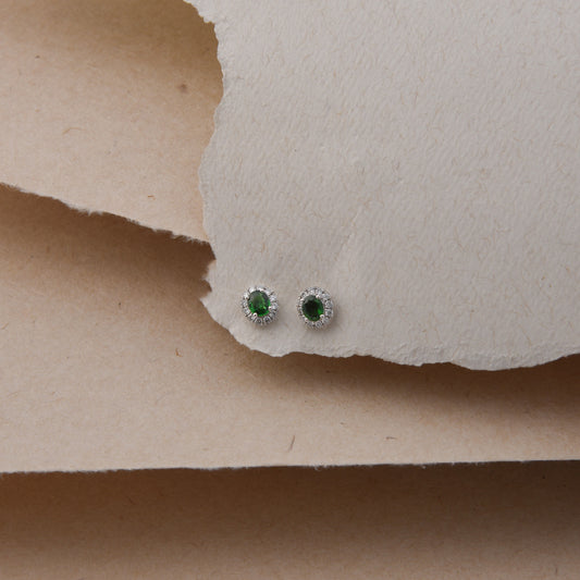Green Garnet Diamond Earring