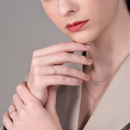 V Shape Diamonds Ring (R10502)