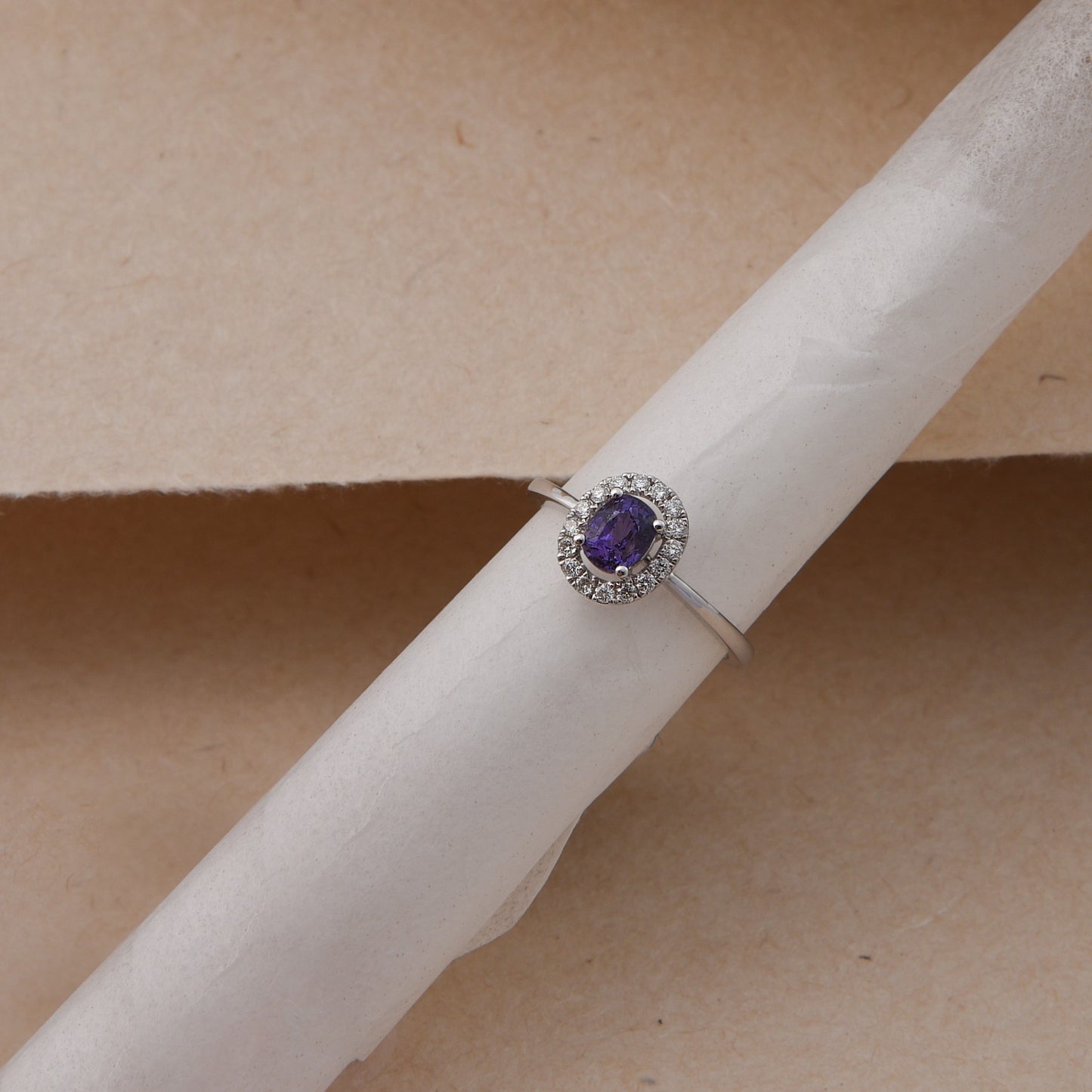 No Heat Purple Sapphire Diamond Ring