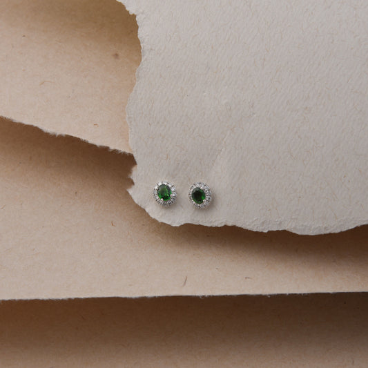 Green Garnet Diamond Earring